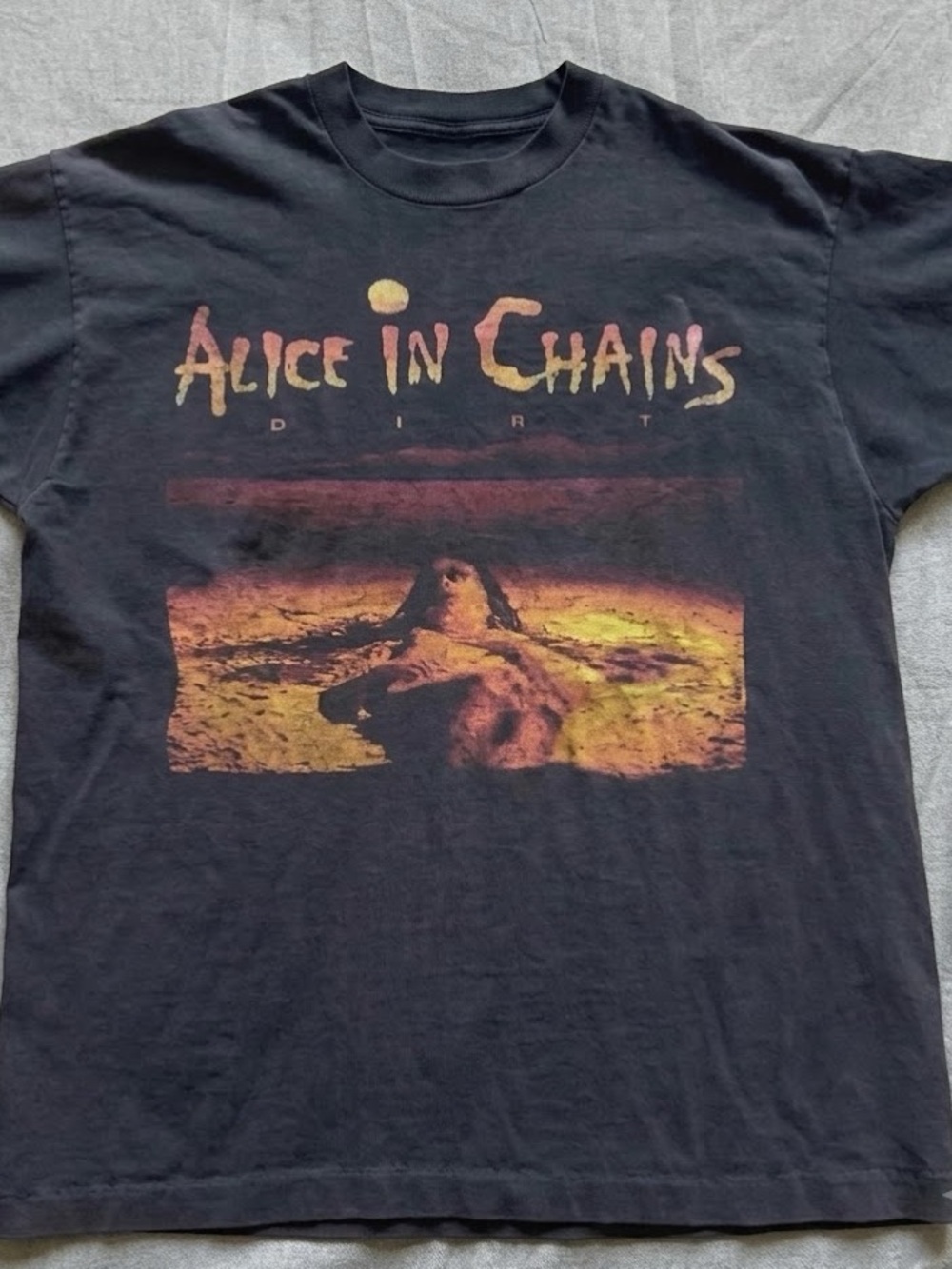 Gildan Alice In Chains 'Dirt' Black Tee with Yellow & Rust Graphic